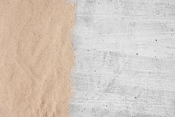 Yellow sand with gray wood grain dividing line minimalistic copy space background