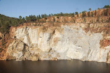 Pitched mountain slope to extract iron ore in mine