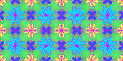 Seamless endless repeating multicolored bright ornament of different colors