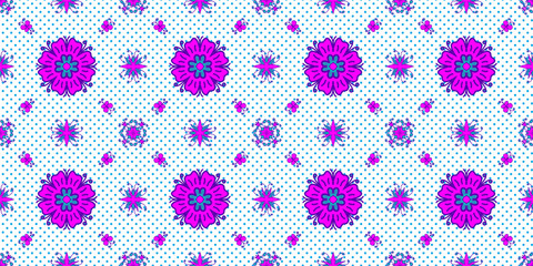 Seamless endless repeating multicolored bright ornament of different colors
