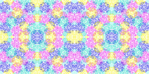 Seamless endless repeating multicolored bright ornament of different colors