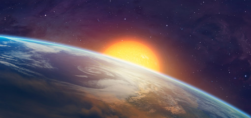 Planet Earth with a spectacular sunset 