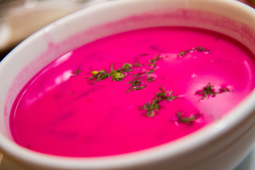 Cold borscht (chlodnik) - traditional Lithuanian cold soup