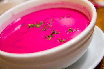 Cold borscht (chlodnik) - traditional Lithuanian cold soup