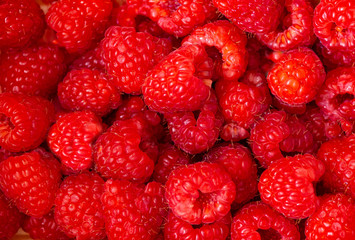 Raspberry berry ripe and red. Texture, background or pattern. Summer and Vitamins