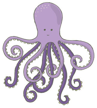 A simple drawing of a cartoon octopus.