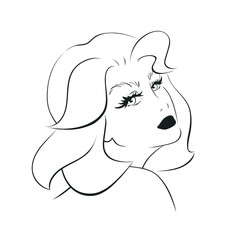 Woman watches over her shoulder and keeps head up