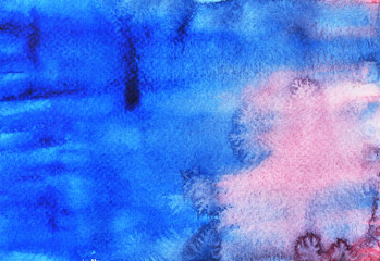 Abstract pattern purple with blue and pink color , Illustration watercolor hand draw and painted on paper