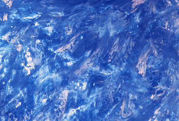  Abstract texture, patterns of blue paint on canvas, background