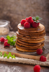 Delicious homemade pancakes with maple syrup