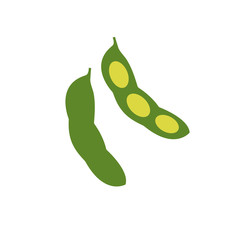 Vector illustration of flat colorful green bean. Vector vegetable.