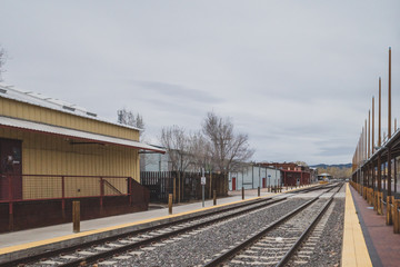 Fototapeta na wymiar Santa Fe Railway Yard in Santa Fe, New Mexico, USA