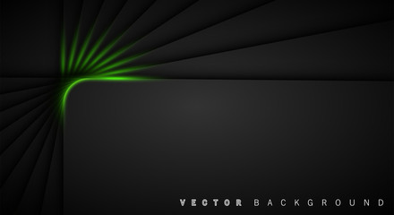 Obraz premium Green light line shadow dark grey luxury background