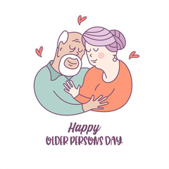 Happy day of the older person. Cute vector illustration of a greeting card.