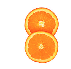 Orange slices on white background