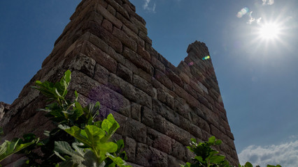 Historical walls of the fortress in Bodrum. historical fortification located in the port city .