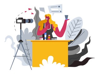 Internet profession or hobby, beauty blogger, girl and cosmetics