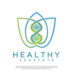 logo vector combination of leaves and dna