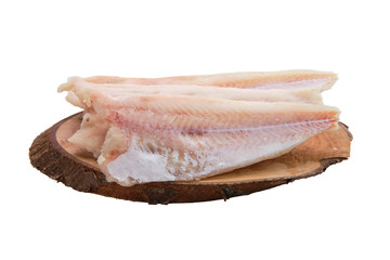 Frozen fillet of pangasius isolated on white
