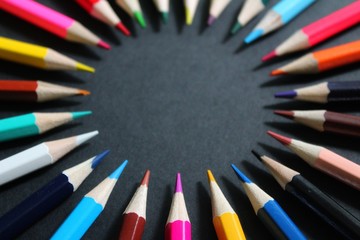 color pencils on white background