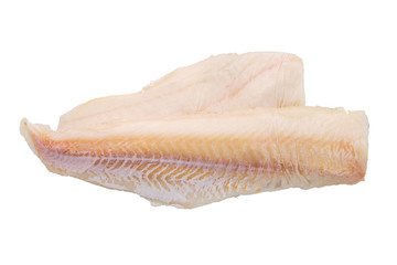 Top view of cod fillet isolated on white