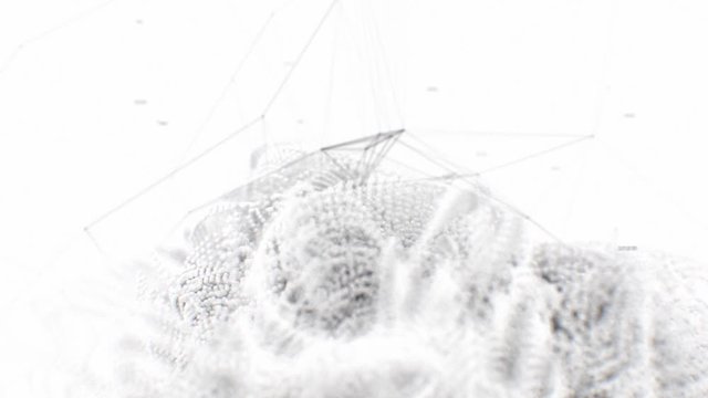 Abstract footage with animated lines and dots appearing around geometry