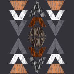 Ethnic boho seamless pattern. Lace. Embroidery on fabric. Patchwork texture. Weaving. Traditional ornament. Tribal pattern. Folk motif. Can be used for wallpaper, textile, wrapping, web. 