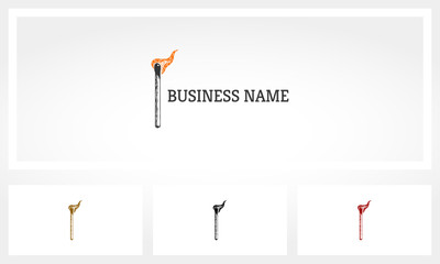 Matchstick On Fire Handdrawn Style Logo