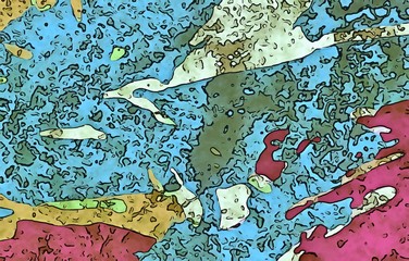 Colorful grunge classic texture background. Scratches, cartoon effect and vintage old style artwork. Worn pop art.