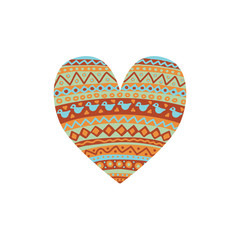 Abstract graphic heart with ethno ornament inside. Beautiful element for your design.