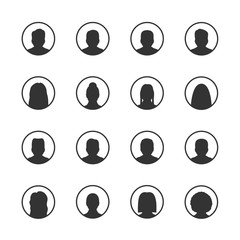 Vector set of user silhouette icons.People avatar profile.