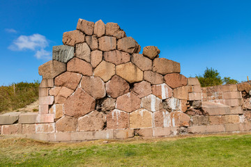 Historical fortified site of Bomarsund. Ruins of fortress. Finland war heritage. Aland islands, Finland. Europe.