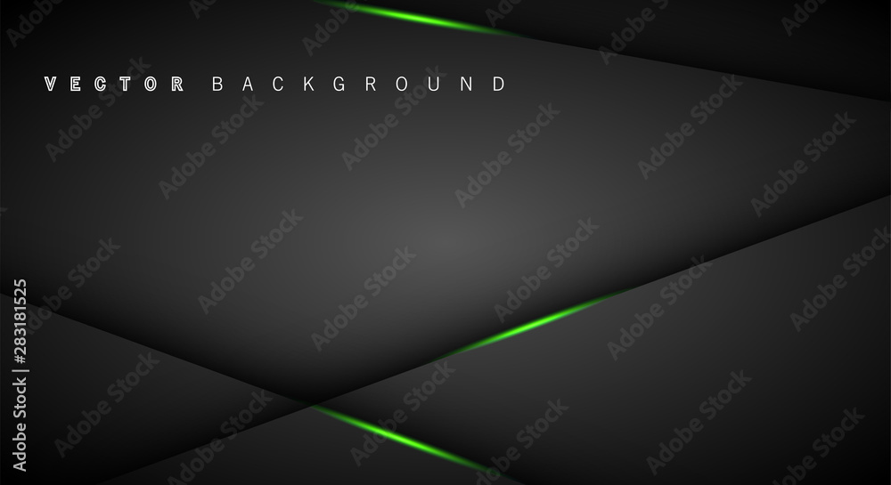 Wall mural green light line shadow dark grey luxury background