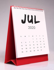 Simple desk calendar 2020 - July