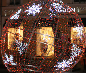 Large decorative ball. New Year Christmas. Snowflakes, decorations.