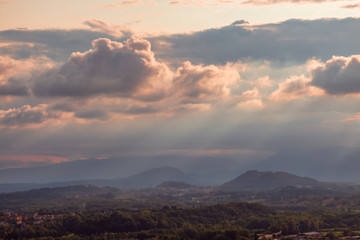 Fototapeta premium Stormy sunset in the italian countryside