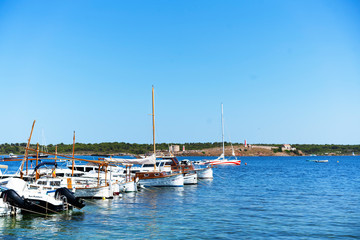 Fototapeta na wymiar Old Port in Menorca Balearic Islands Spain