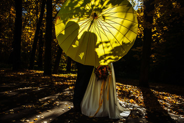 umbrella portrait with a couple