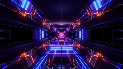 beautiful futuristic scifi space ship tunnel background 3d illustration 3d rendering