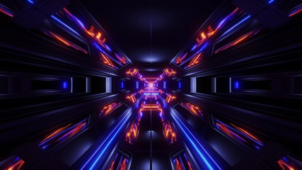 beautiful futuristic scifi space ship tunnel background 3d illustration 3d rendering