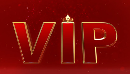 3D rendering of Golden VIP Crown, Royal gold VIP crown on  pillow, Crown VIP