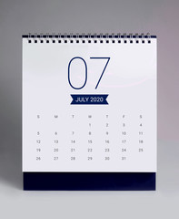 Simple desk calendar 2020 - July