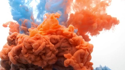 Slow motion shot of blue and orange ink water, shot with 4K camera. - Powered by Adobe