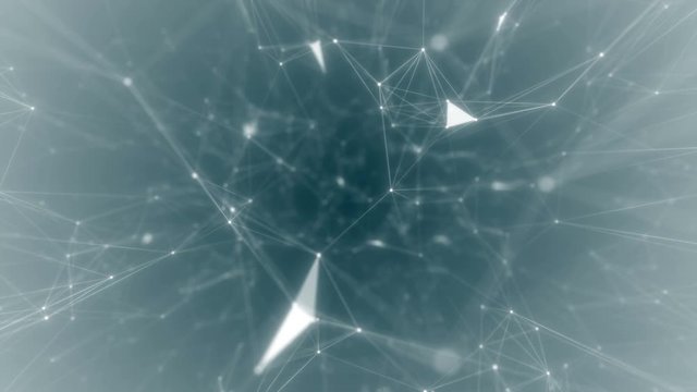 Digital computer data and network connection structure on dark blue background. Elegant fantasy abstract technology, science and engineering motion background with plexus lines.
