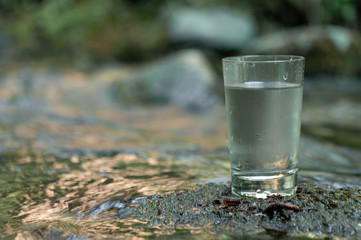 Natural water in a glass