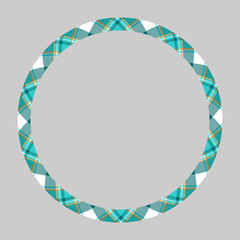 Circle borders and frames vector. Round border pattern geometric vintage frame design. Scottish tartan plaid fabric texture. Template for gift card, collage, scrapbook or photo album and portrait..