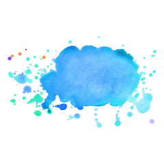 Abstract isolated colorful vector watercolor splash. Grunge element for paper design.