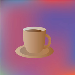 Icon brown coffee mug on a saucer