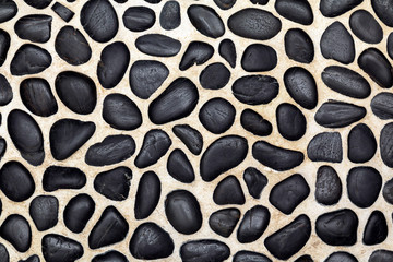 Black Pebble Floor Set in Cement