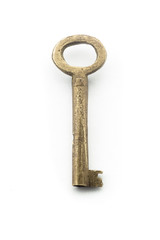 Antique vintage key on white background